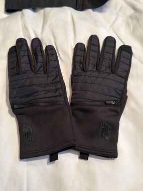 New Balance Black Quilted Tech Gloves with Zip Pocket